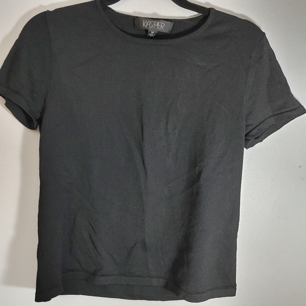 kasper Top Black Short Sleeve Size 10